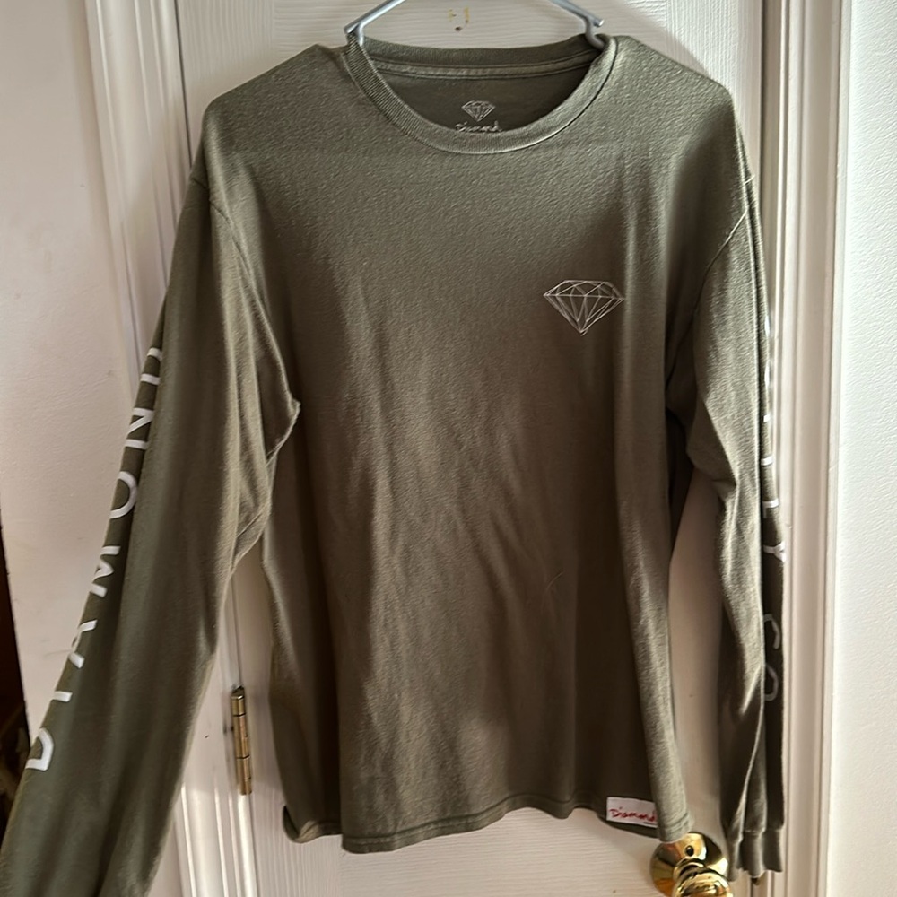 Diamond supply co. Olive Long sleeve sweatshirt